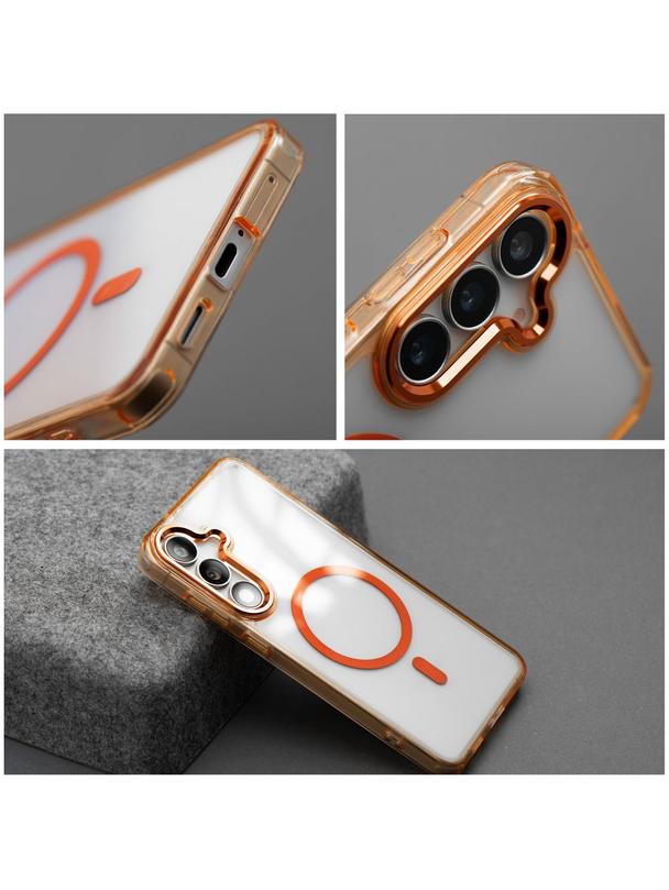 Futerał FRAME CLEAR HYBRID MAG COVER kompatybilny z MagSafe do HONOR 400 pomarańczowy