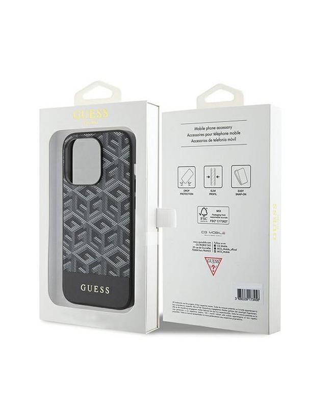 GUESS futerał do IPHONE 15 Pro kompatybilny z MagSafe GUHMP15LHGCFSEK (CUBE Stripes) czarny
