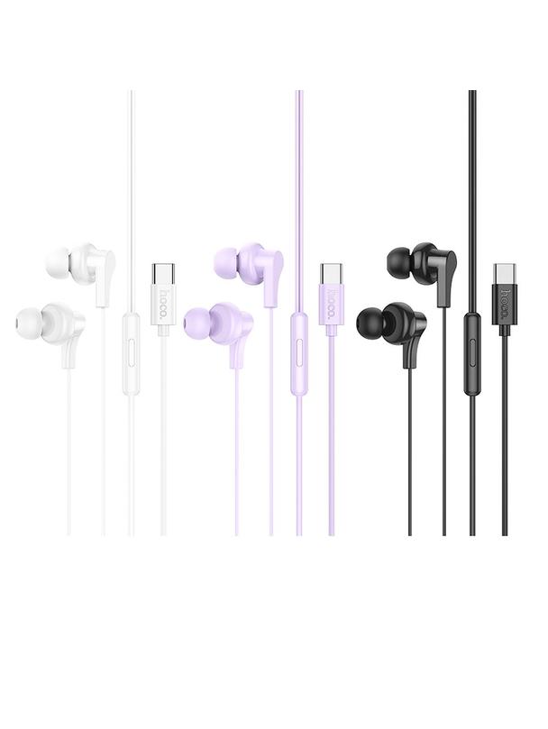 Słuchawki przewodowe douszne USB C Hoco M114 białe