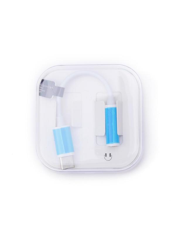 Adapter AUX Typ C (męski) do Jack 3,5 mm (żeński) BOX biały