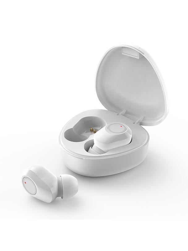 Słuchawki bezprzewodowe douszne TWS + stacja dokująca M9 białe