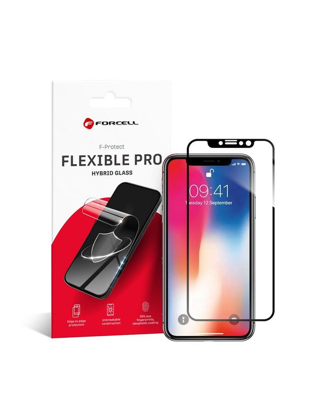 Szkło hybrydowe do iPhone X /XS Forcell Flexible 5D czarne