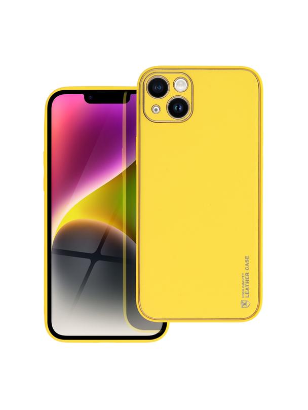 Futerał LEATHER CASE skórzany do IPHONE 14 Plus żółty
