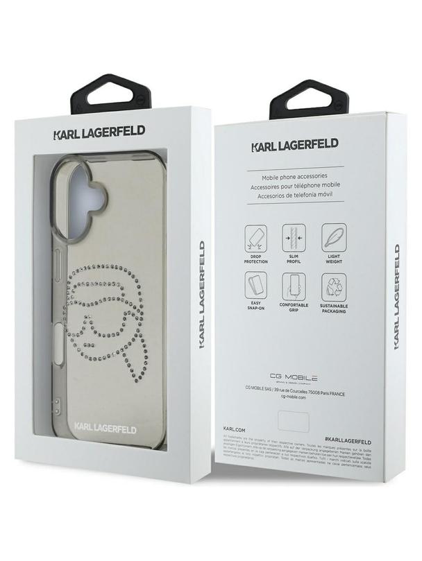 KARL LAGERFELD futerał do IPHONE 16 Pro  KLHCP16LHKHDCELK (IML Rhinestones S K Head) czarny