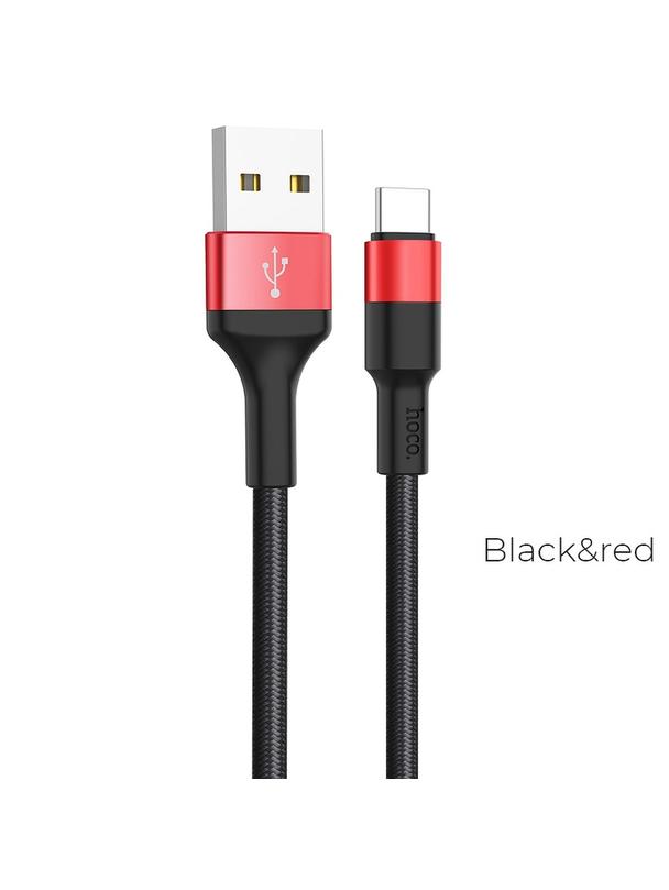 Kabel USB A do USB C Hoco 2A 1 m X26 czarno czerwony