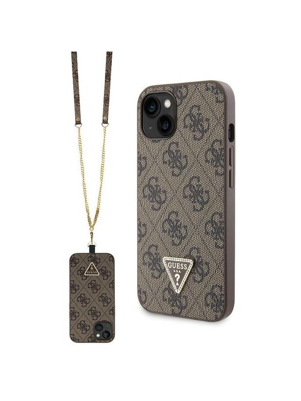 GUESS futerał do IPHONE 13 / 14 / 15 GUHCP14SP4TDSCPW (Crossbody 4G Metal Logo) brązowy