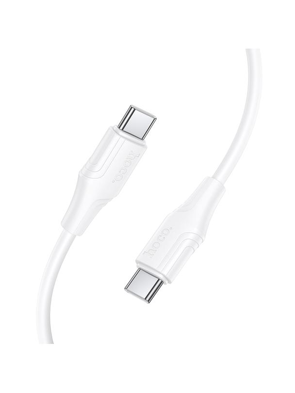 Kabel USB C do USB C Hoco 3A 60W silikonowy 1 m X124 biały