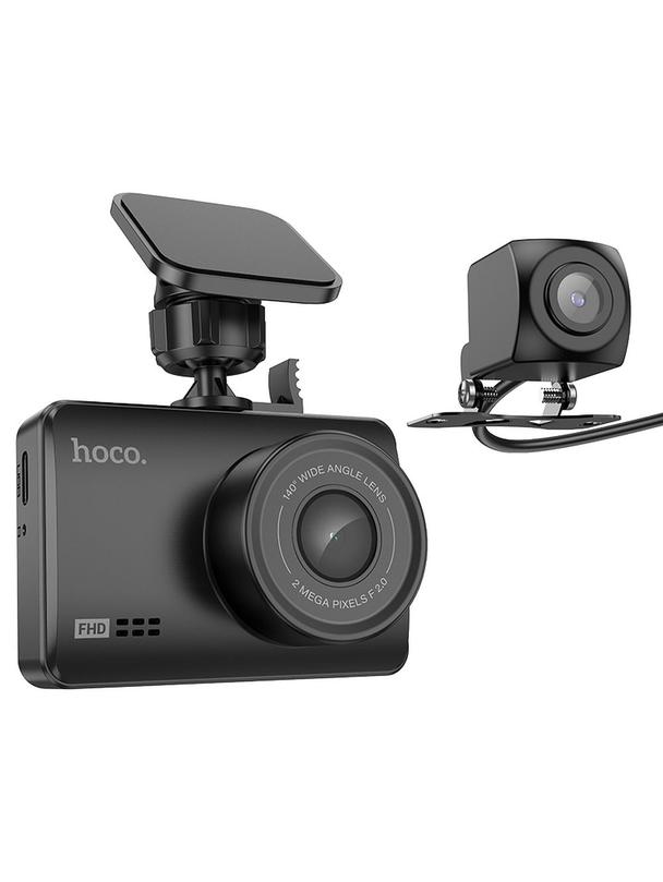 Kamera samochodowa Hoco z wyświetlaczem 2,45" 1080P/30fps + kamera tylna 720P/25fps DV3 czarna