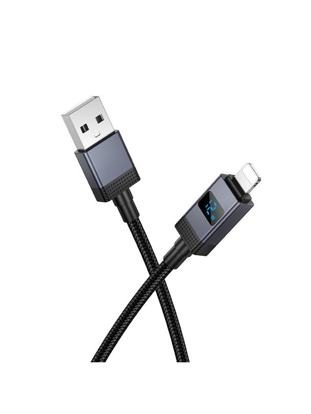 Kabel USB A do Lightning Hoco 2,4A z wyświetlaczem 1 m X118 czarny