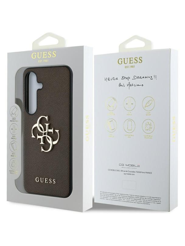 GUESS futerał do SAMSUNG S25 GUHCS25SPGT4MBW (PU Grained Big 4G and Classic Logo) brązowy