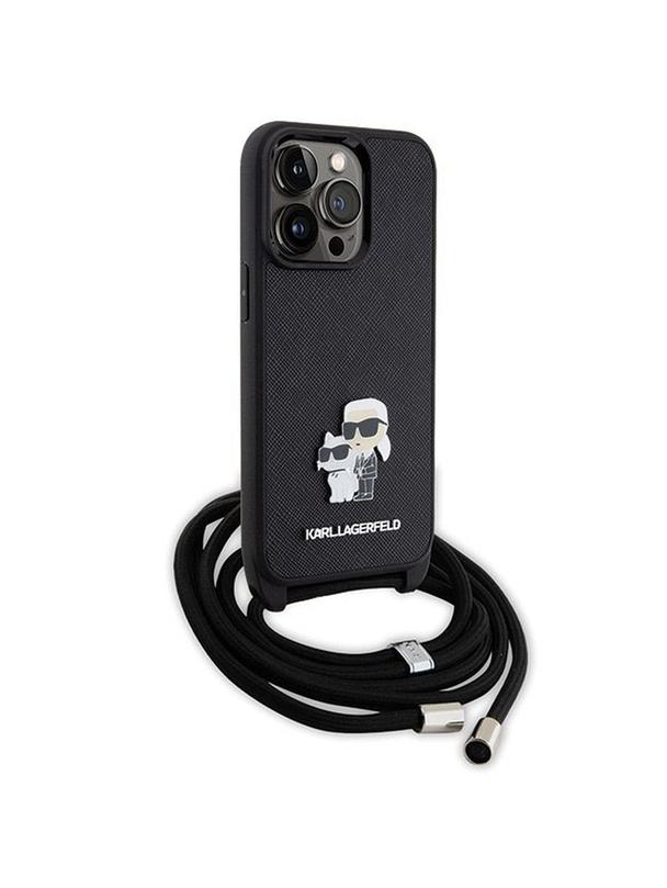 KARL LAGERFELD futerał do IPHONE 13 Pro KLHCP13LSAKCPSK (Saffiano KC Metal PIN Crossbody) czarny