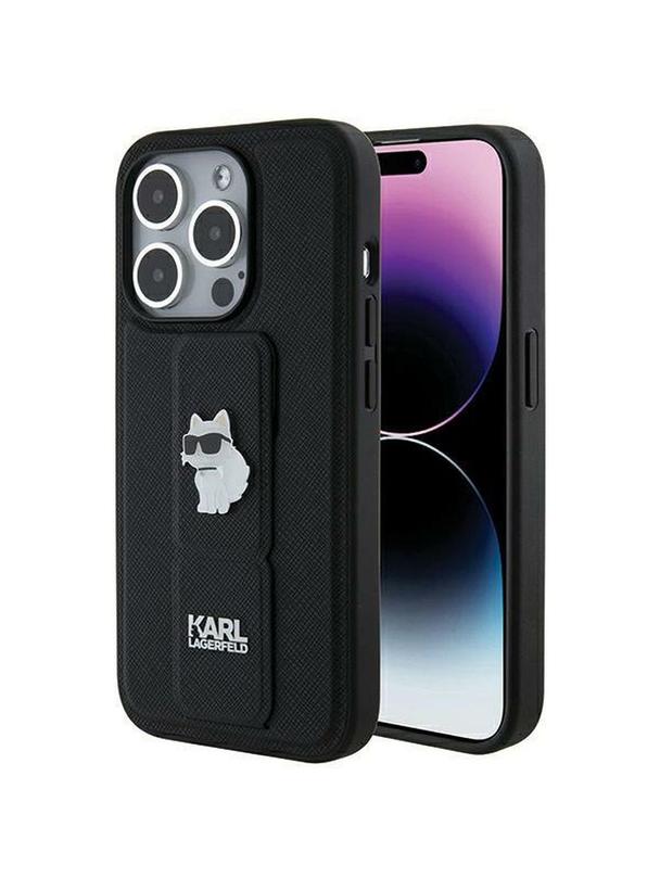 KARL LAGERFELD futerał do IPHONE 14 Pro Max KLHCP14XGSACHPK (Gripstand Saffiano choupette PIN) czarny