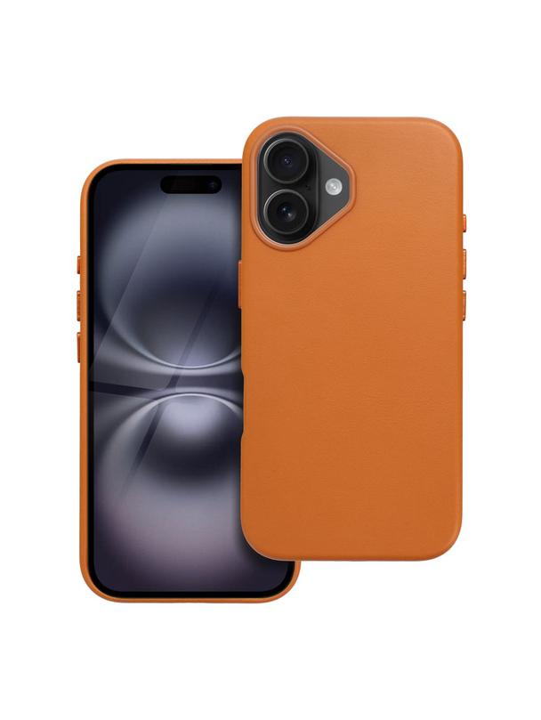 Futerał LEATHER MAG COVER kompatybilny z MagSafe do IPHONE 16 pomarańczowy