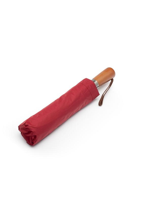 Automatyczny składany parasol z drewnianą rączką 10-ramienny XXL 115 cm czerwony