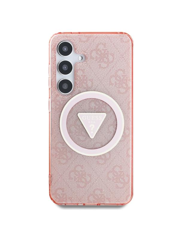GUESS futerał do SAMSUNG S25 GUHMS25SHG4PRTGP (Magnetic IML Metal Glitter 4G Circle Triangle) różowy