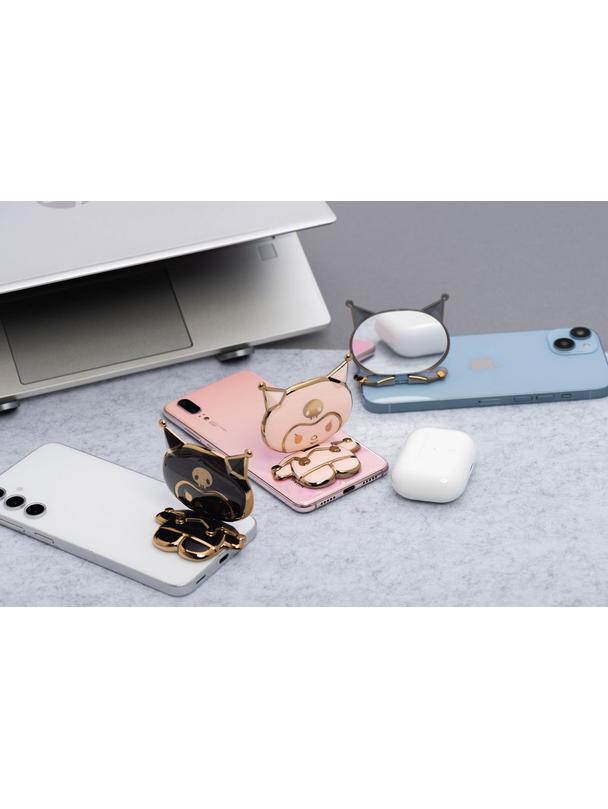 Stojak na telefon LALKA - naklejany - czarny