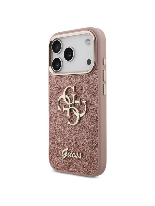 GUESS futerał do IPHONE 17 Pro GUHCP17LHG4SGCP (Fixed Glitter Big 4G Metal Frame) różowy
