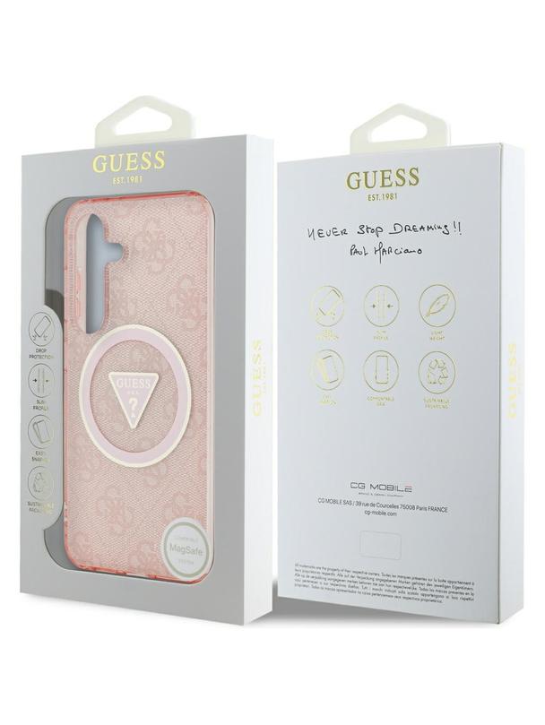 GUESS futerał do SAMSUNG S25 GUHMS25SHG4PRTGP (Magnetic IML Metal Glitter 4G Circle Triangle) różowy