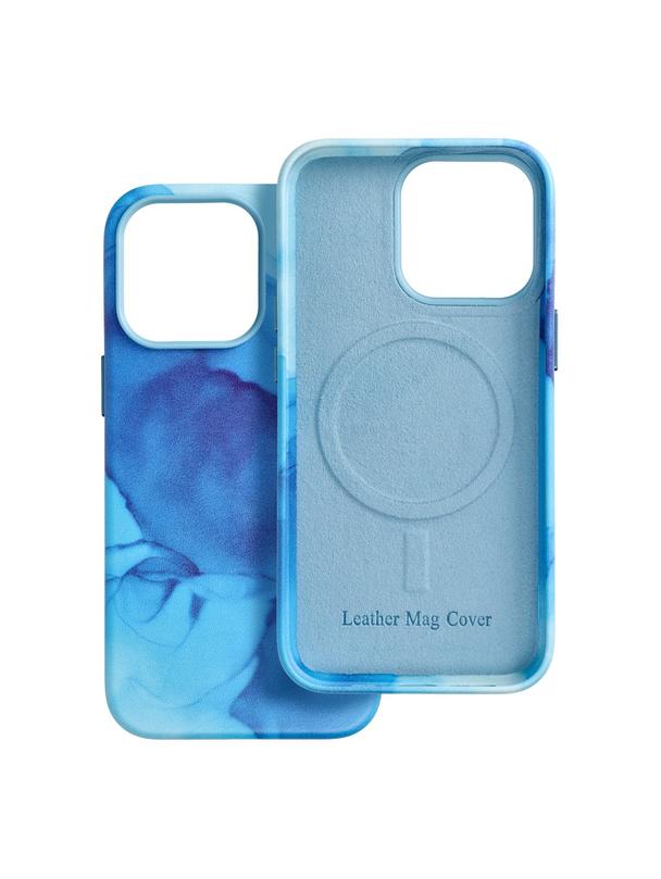 Futerał LEATHER MAG COVER kompatybilny z MagSafe do IPHONE 13 Pro blue splash