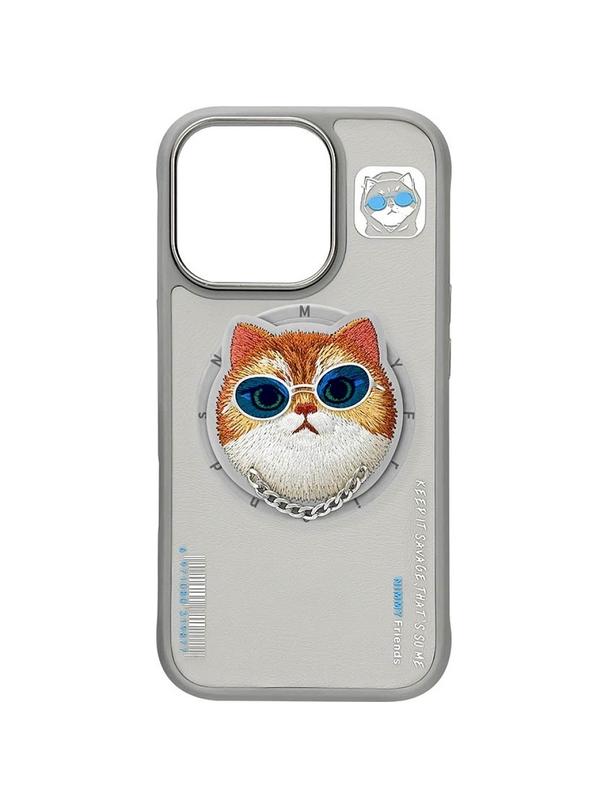 NIMMY futerał GLASSES COOL CAT kompatybilny z MagSafe do IPHONE 16 Pro Max szary