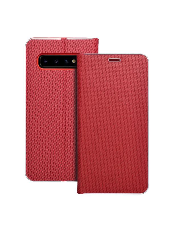 Kabura LUNA Book Carbon do SAMSUNG S10 czerwony
