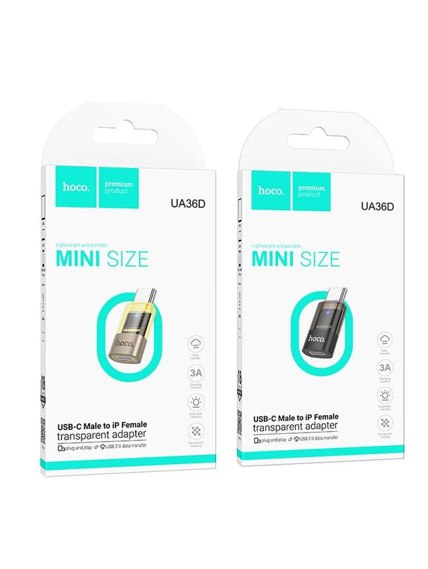 Adapter USB C do Lightning Hoco UA36D transparentny złoty
