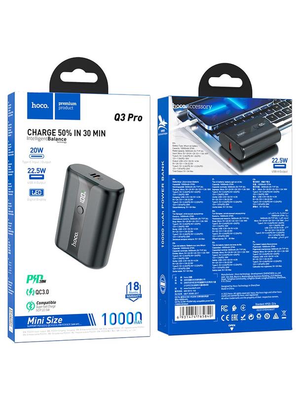 Powerbank Hoco 10000 mAh QC PD 3A 22,5W Q3 Pro czarny
