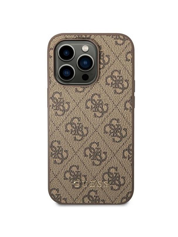 GUESS futerał do IPHONE 14 Pro GUHCP14LG4GFBR (4G Gold Logo) brązowy