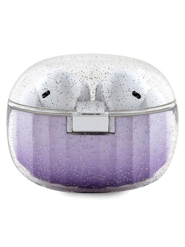 GUESS słuchawki bezprzewodowe bluetooth TWS + stacja dokująca GUTWSHDGKEEU (Glitter gradient) fioletowe