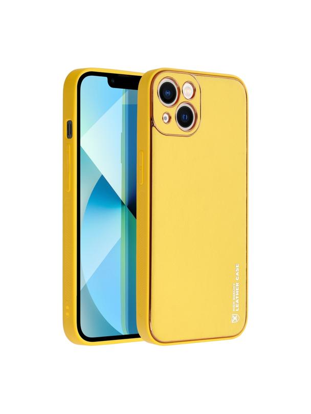 Futerał LEATHER CASE skórzany do IPHONE 14 Plus żółty