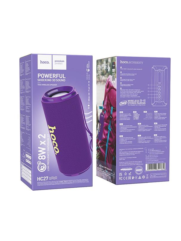 EOL Głośnik bluetooth 2 x 8W 2h Hoco HC27 fioletowy