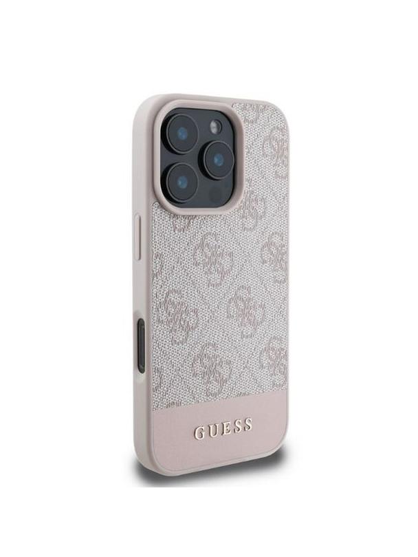 GUESS futerał do IPHONE 16 Pro GUHCP16LG4GLPI (4G PU Bottom Stripe) różowy