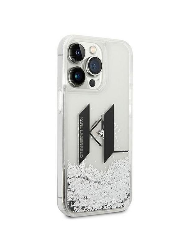 KARL LAGERFELD futerał do IPHONE 14 Pro KLHCP14LLBKLCS (Liguid Glitter Big KL Logo) srebrny