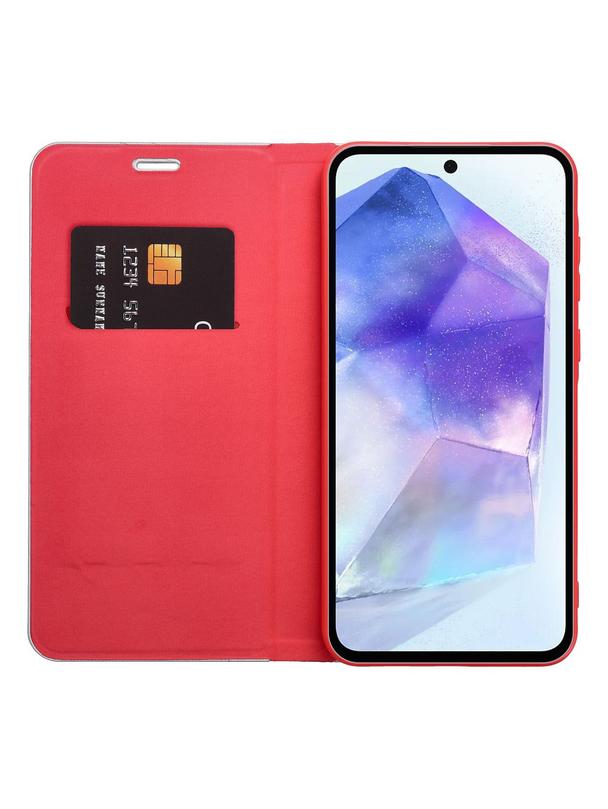 Kabura LUNA Book Carbon do SAMSUNG A52 5G / A52 LTE ( 4G ) / A52s 5G czerwony