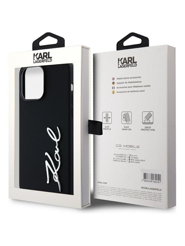 KARL LAGERFELD futerał do IPHONE 14 Pro Max KLHCP14XSCMSMVK (Silicone Sign Metal Logo) czarny