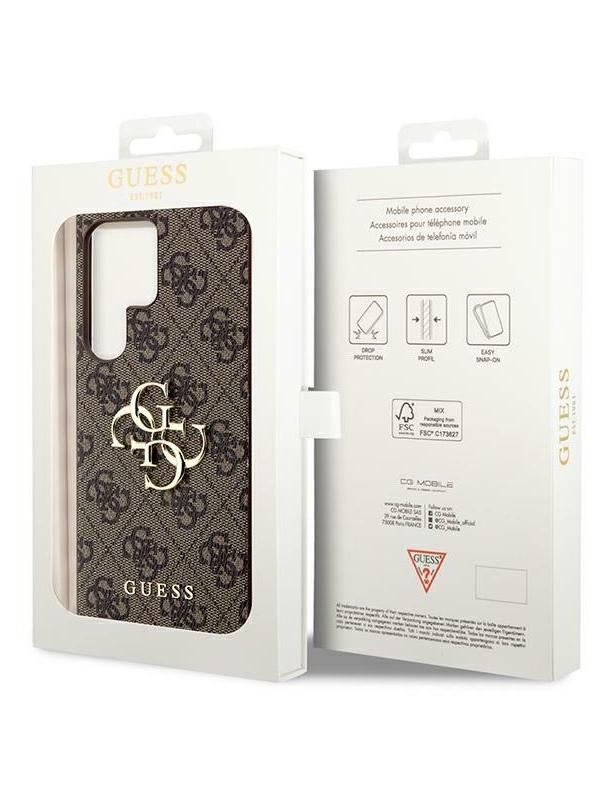 GUESS futerał do SAMSUNG S24 Ultra GUHCS24L4GMGBR (Leather 4G Metal Logo) brązowy