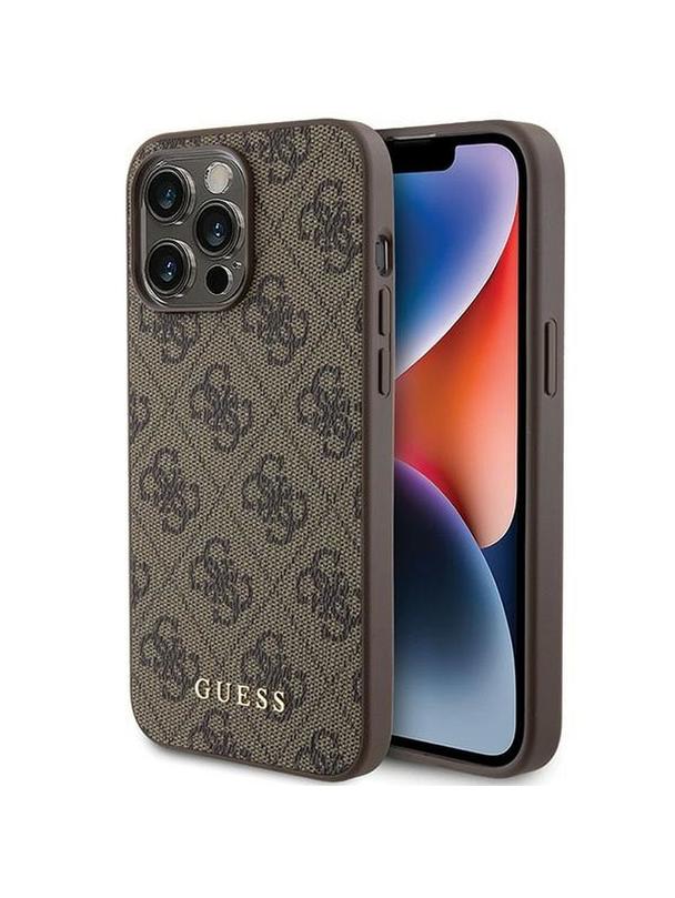 GUESS futerał do IPHONE 15 Pro Max GUHCP15XG4GFBR (4G Metal Logo) brązowy