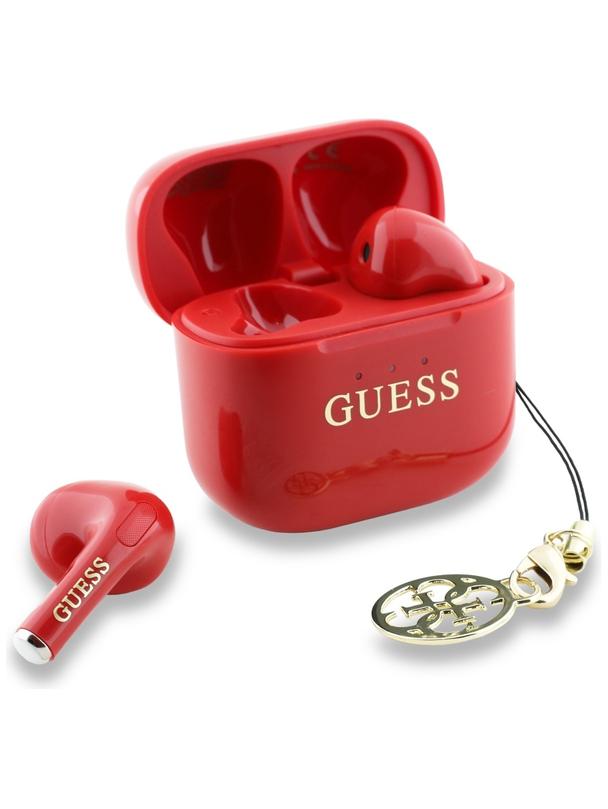 Słuchawki bezprzewodowe douszne Guess TWS Effect Printed Classic Logo & Charm czerwone