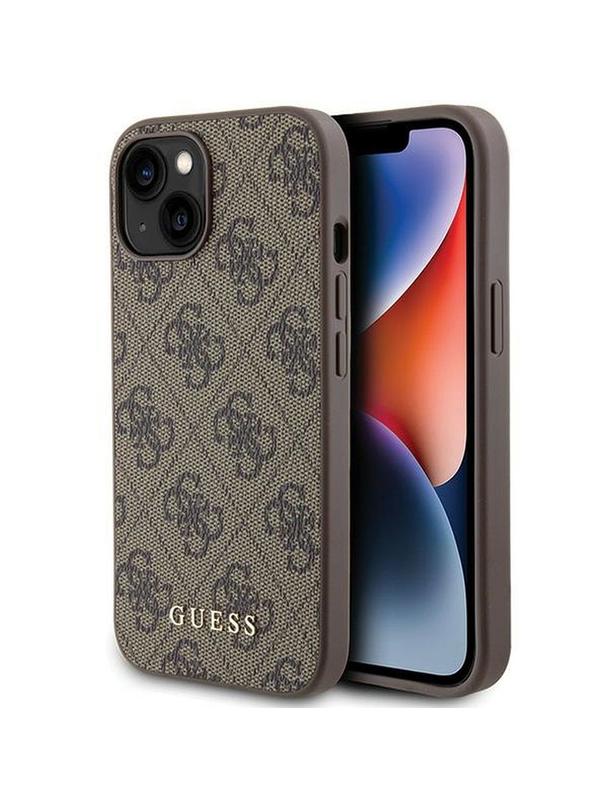 GUESS futerał do IPHONE 15 GUHCP15SG4GFBR (4G Metal Logo) brązowy
