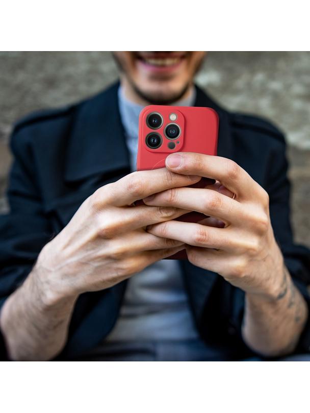 Futerał SILICONE MAG COVER kompatybilny z MagSafe do IPHONE 16 Plus czerwony
