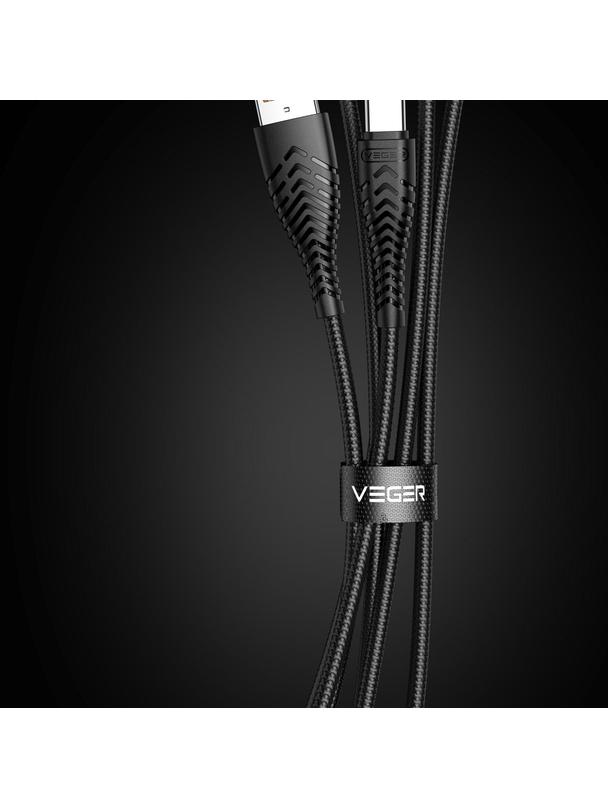 Kabel USB A do Typ C VEGER 2,4A V104 1,2 m czarny
