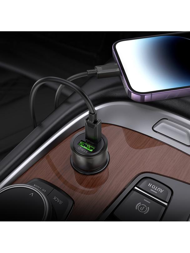 Ładowarka samochodowa Hoco USB A + USB C QC PD 38W Z52 transparentny czarny