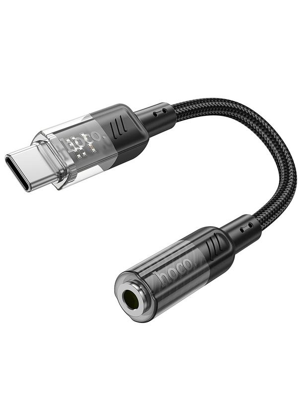 Adapter AUX USB C do Jack 3,5 mm Hoco 0,15 m LS37 transparentny czarny