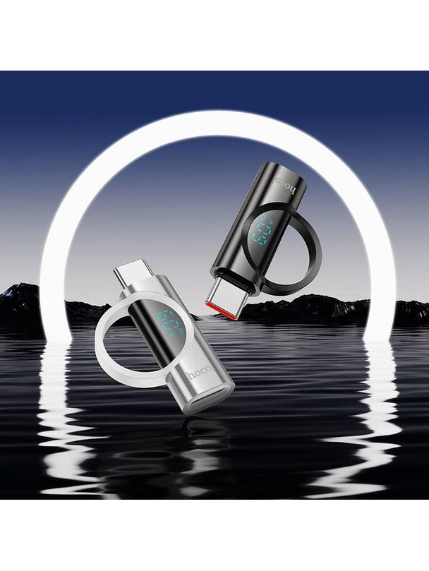 Adapter USB C do Lightning Hoco 3A 60W z wyświetlaczem UA32A srebrny