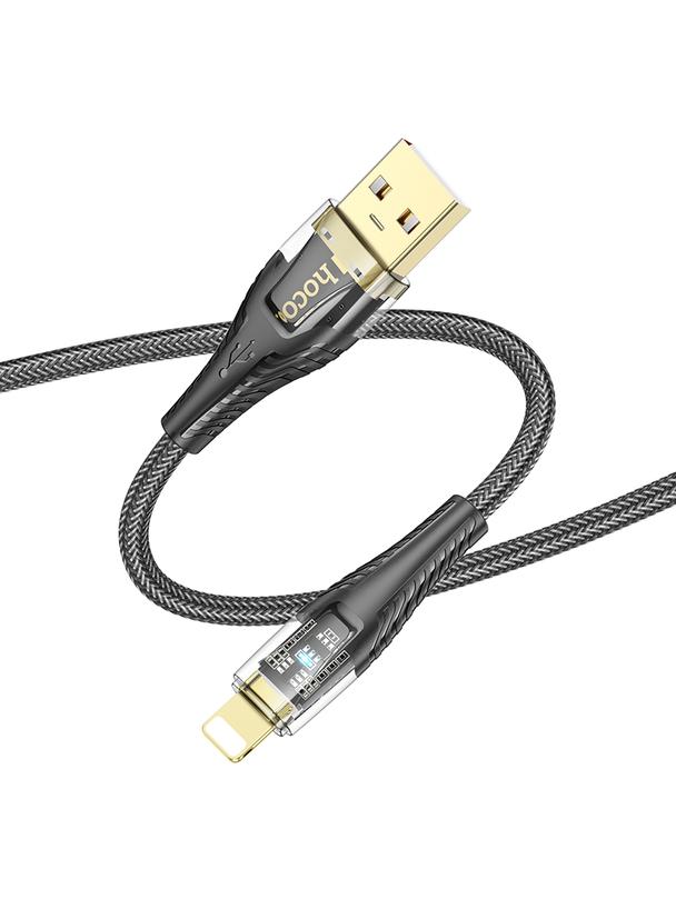 Kabel USB A do Lightning Hoco 2,4A 1,2 m U121 czarny transparentny