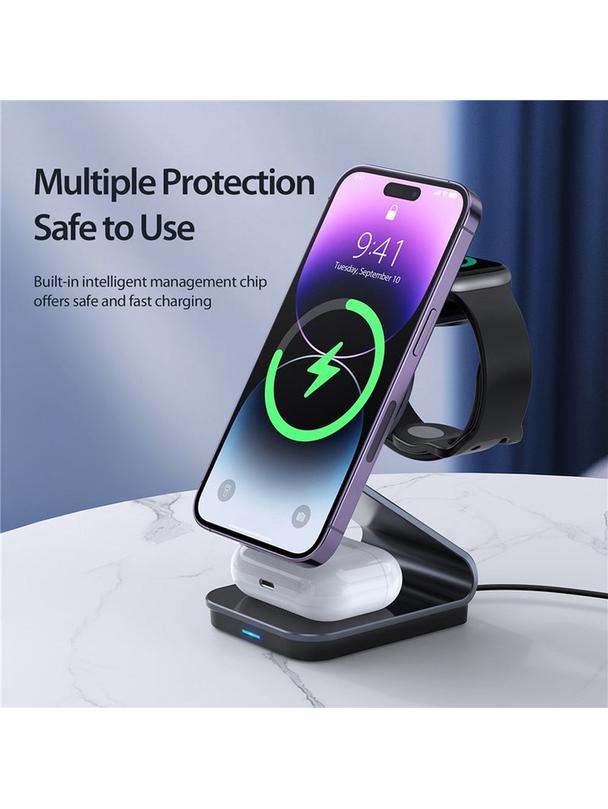 DUZZONA W15 - ładowarka indukcyjna 3w1 kompatybilna z MagSafe 15W czarna