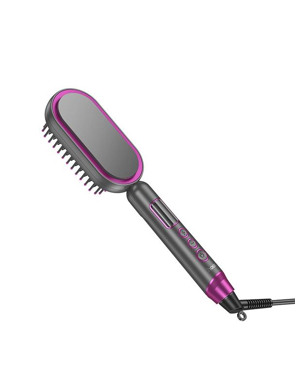 Prostownica do włosów Hoco z grzebieniem oraz wyświetlaczem HP44 czerwony róż
