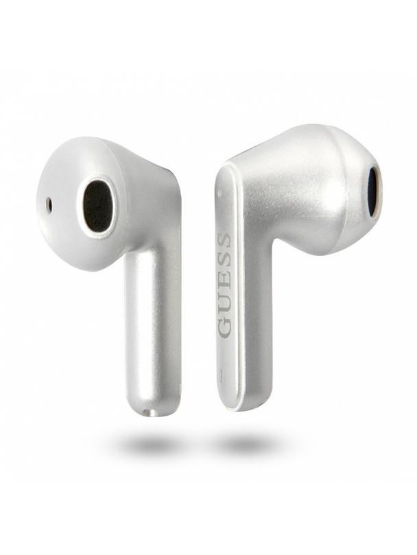 GUESS słuchawki bezprzewodowe bluetooth TWS + stacja dokująca GUTWST82TRS (Triangle Logo) srebrne