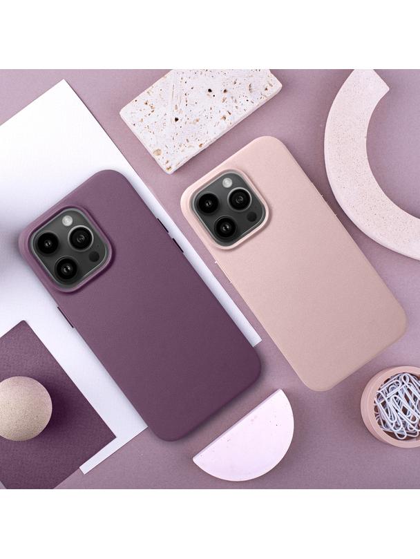 Futerał LEATHER MAG COVER kompatybilny z MagSafe do IPHONE 15 Pro ciemny fioletowy