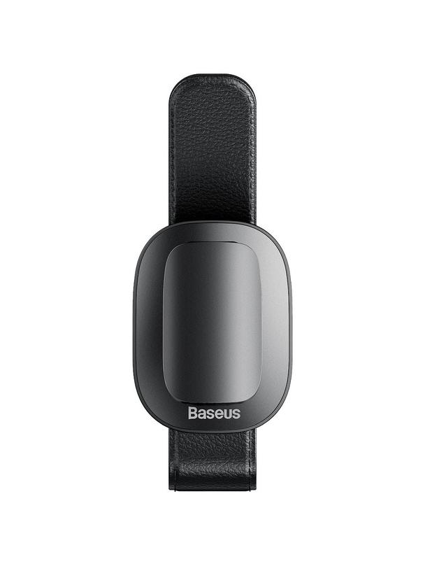 BASEUS uchwyt samochodowy na okulary klips skórzany Platinium Vehicle czarny ACYJN-B01